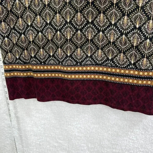 J Jill Womens L 3/4 Sleeve Tunic Top Geometric Peacock Print Henley Style Tunic - Picture 5 of 14
